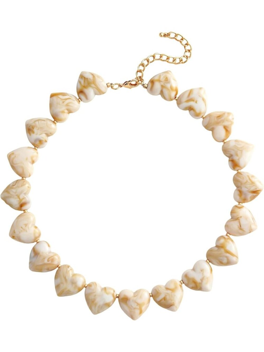 Women's Beige Shell Resin Heart Choker Vintage Chunky Statement Jewelry